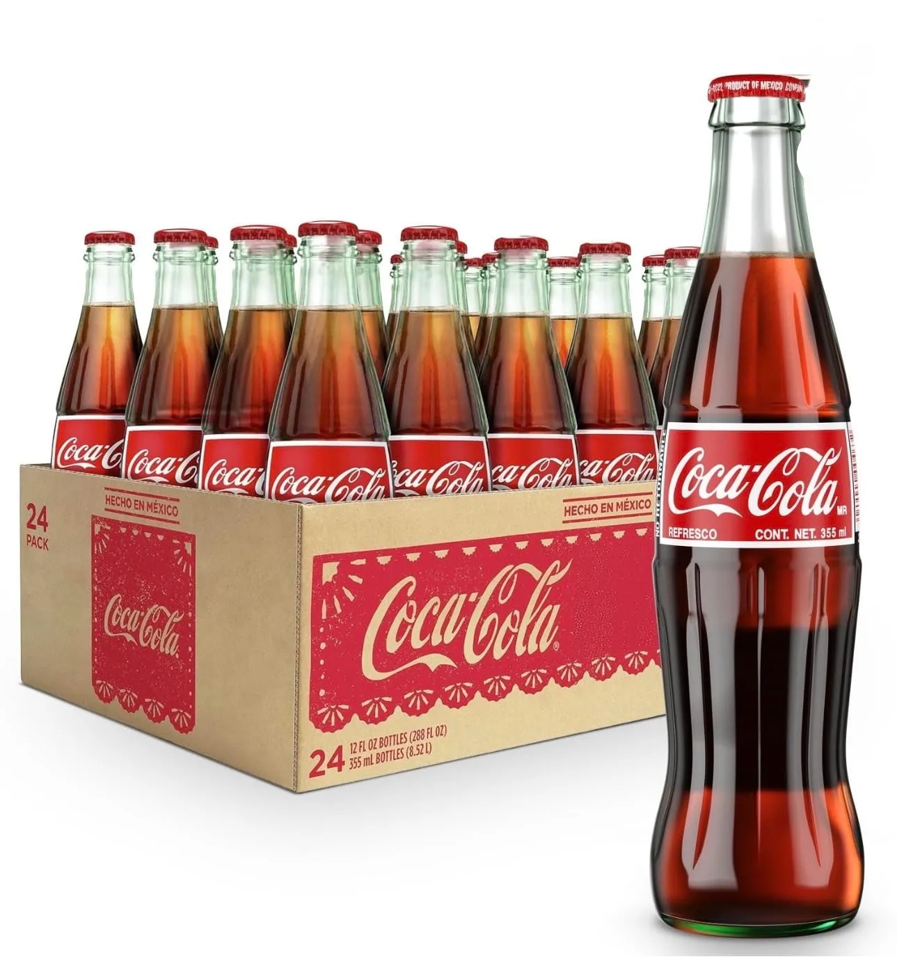 A clean, background-removed product photo of a Coca-Cola glass bottle