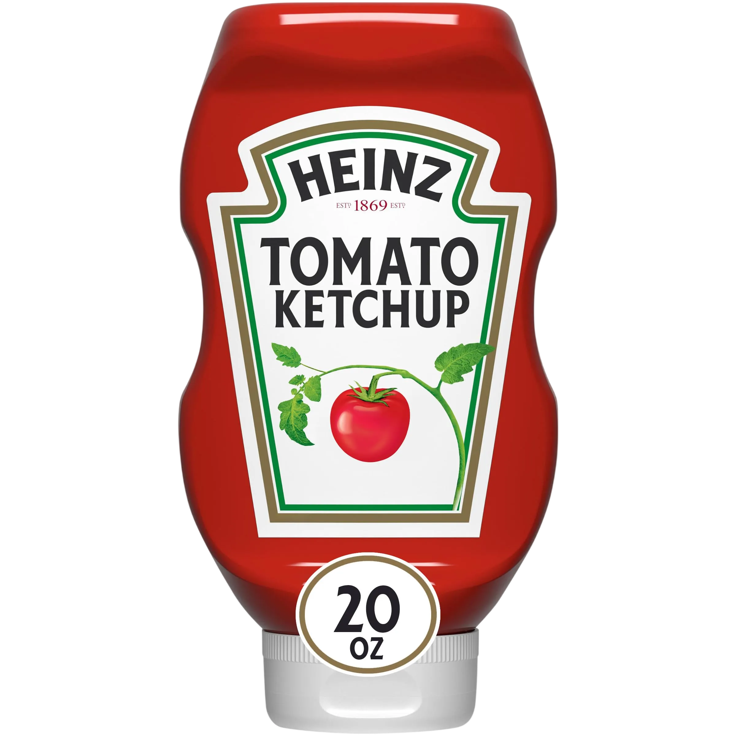 Photoroom background-removal output for Heinz Tomato Ketchup on a transparent background, label and 20 oz net weight preserved